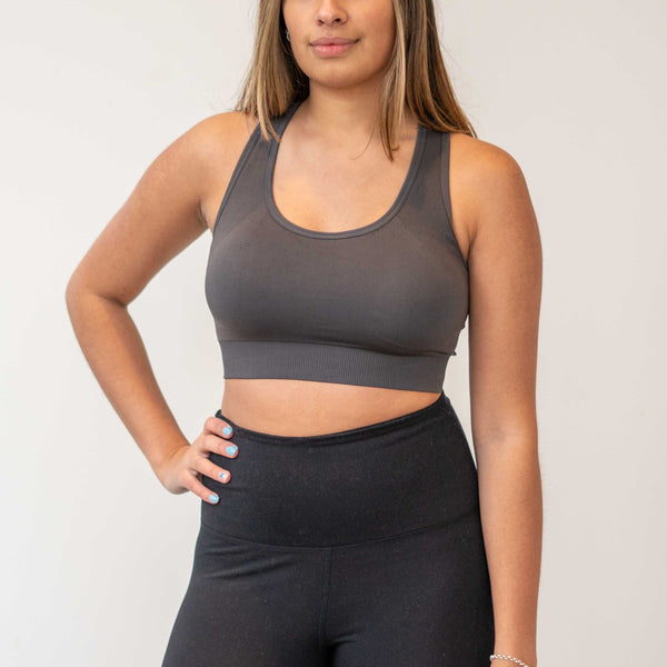 Colorblock Gray Black Racerback Sports Bra – TEMA Athletics