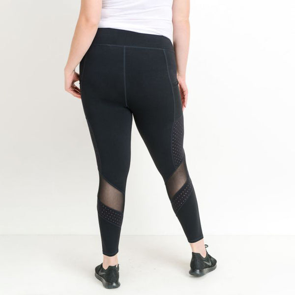 Vogo Athletica Leggings with Mesh Blocks on Sides, Size Small