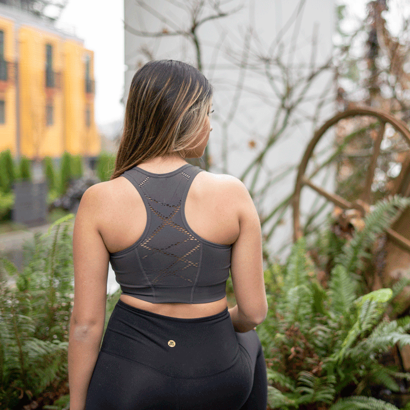 Cutouts Mesh Seamless Racerback Sports Bra From Babes & Barbells