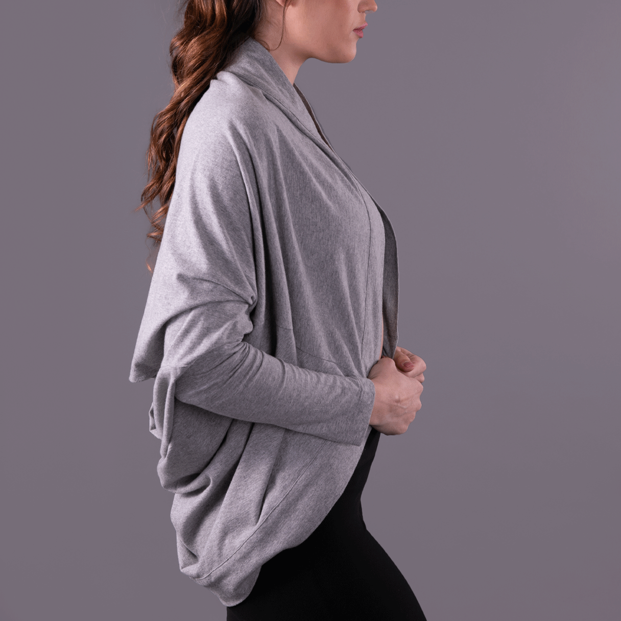 TEMA Athletics Graystone Convertible Off Shoulder Layering Tunic & Cardigan