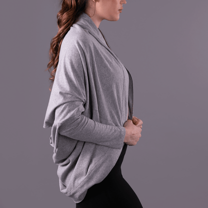 TEMA Athletics Graystone Convertible Off Shoulder Layering Tunic & Cardigan