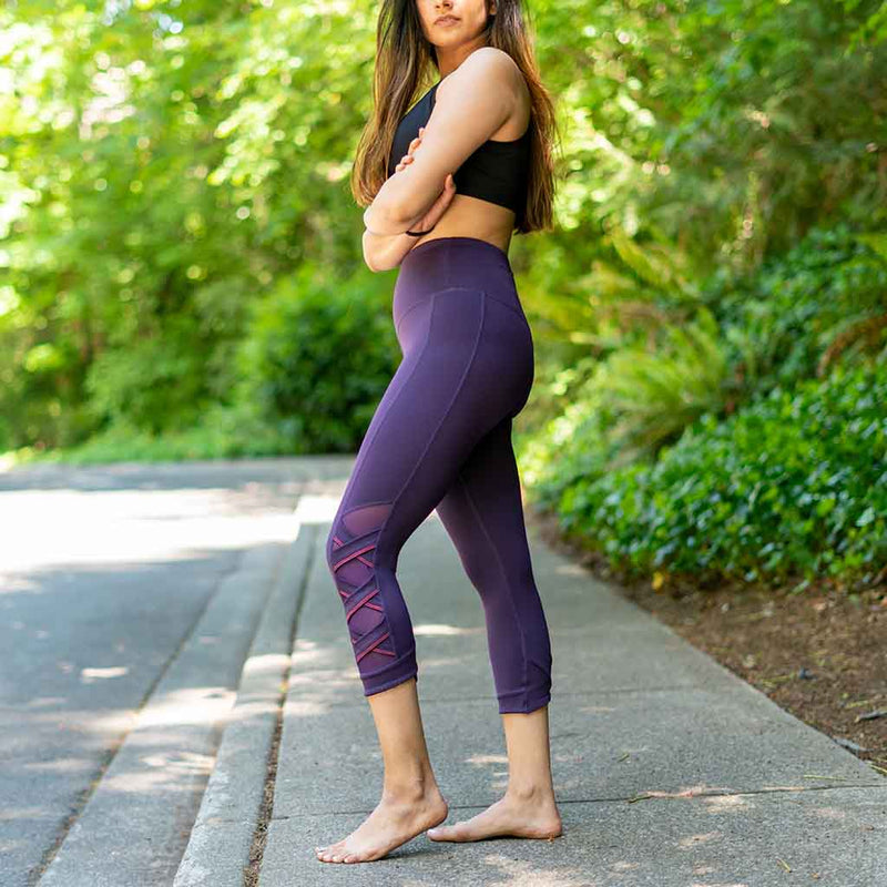 Portia Hi-Mesh Legging in Merlot  yoga leggings – Rangoon Active